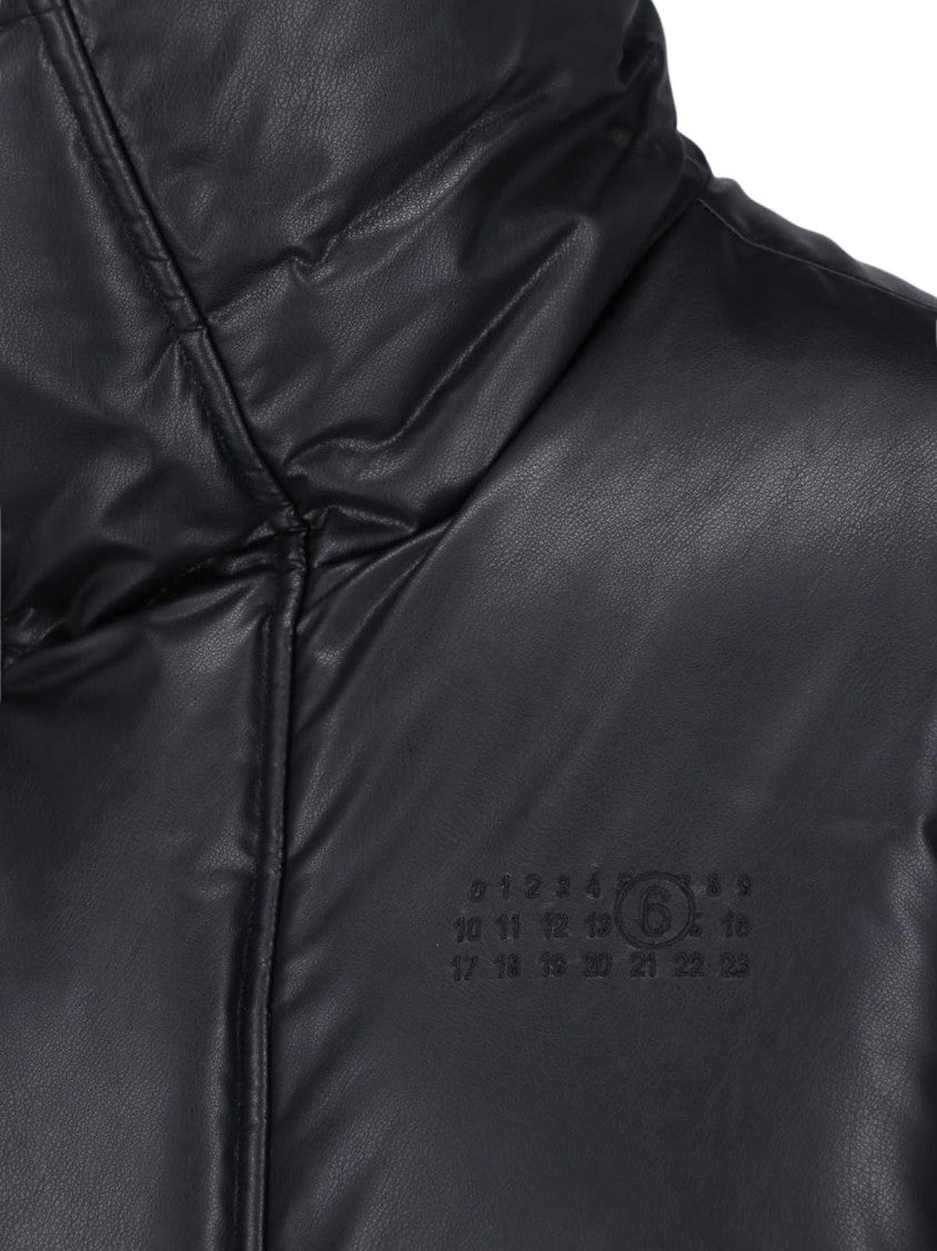 Mm6 By Maison Margiela Black Cropped High Collar Down Jacket