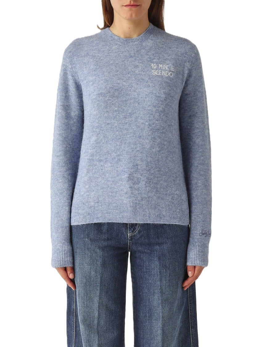 Mc2 Saint Barth Alpaca Knit Sweater With Ribbed Finishing