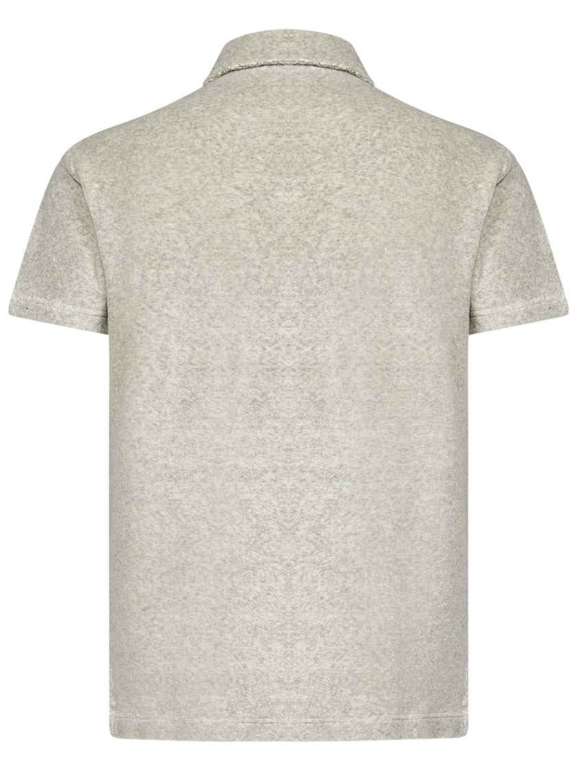 Tom Ford Melange Grey Cotton Terry Polo