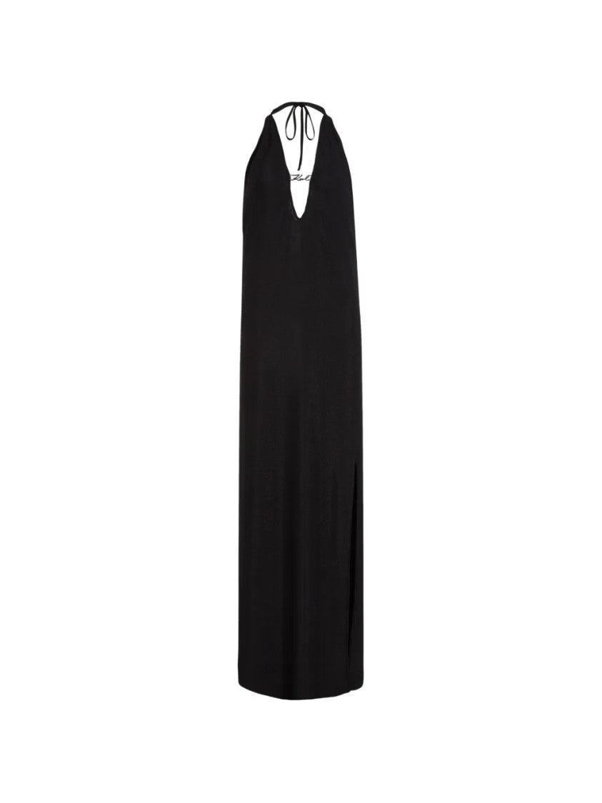 Karl Lagerfeld Maxi Dress With Deep V-Neckline And Open Back