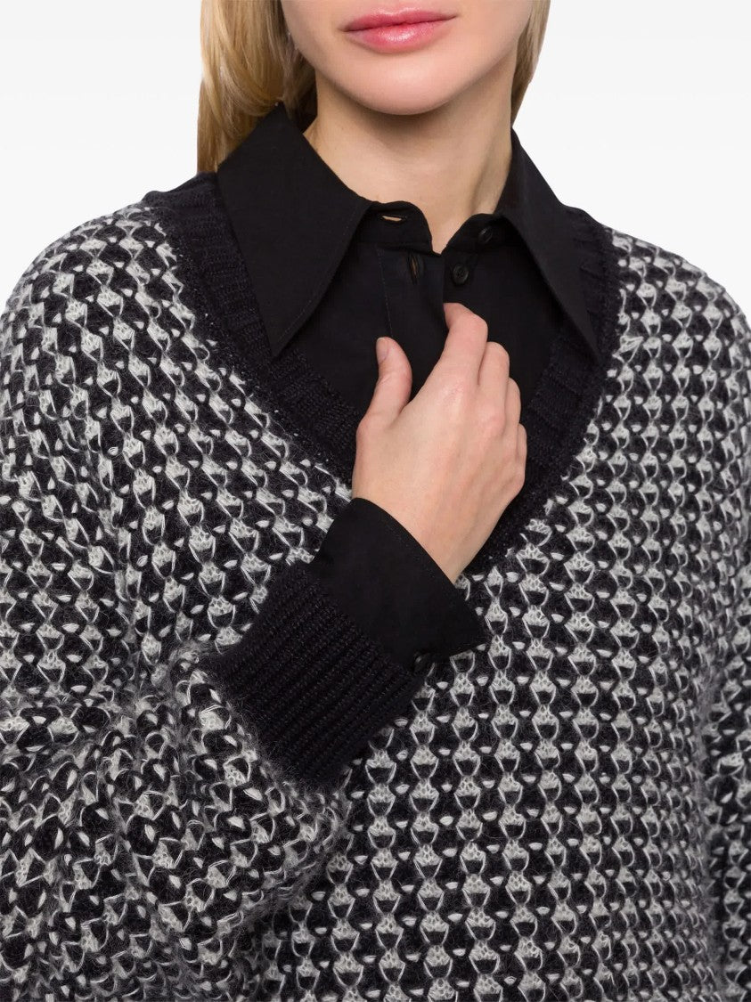 Alberta Ferretti Neutral Oversized Mohair Blend Sweater