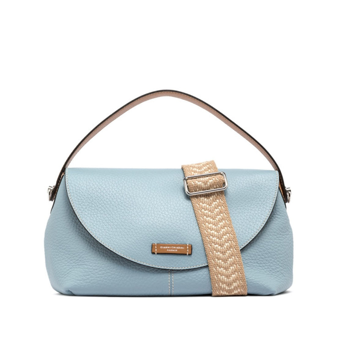 Gianni Chiarini Alessandra Shoulder Bag In Light Blue Leather
