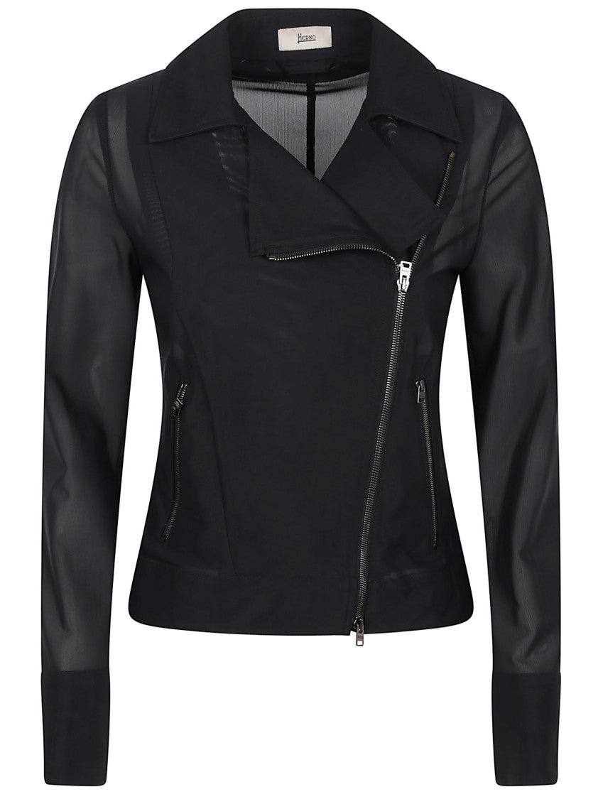 Herno Biker Jacket With Lapel Collar