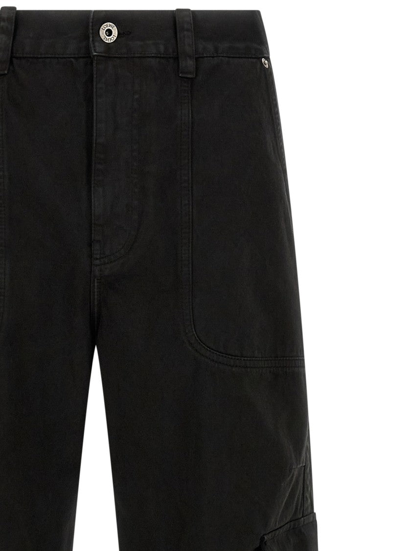 Loewe Wide-Leg Cargo Pants In Washed Cotton Satin