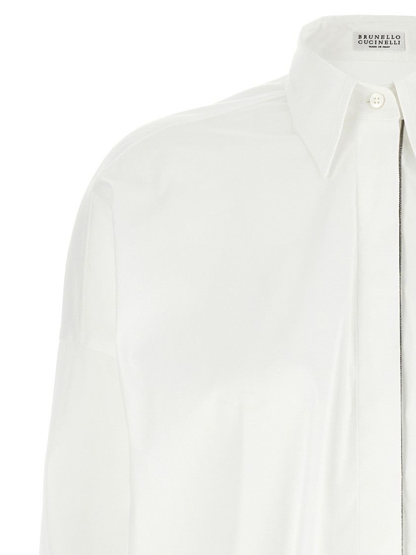 Brunello Cucinelli Contemporary Monile Detail Cotton Poplin Shirt