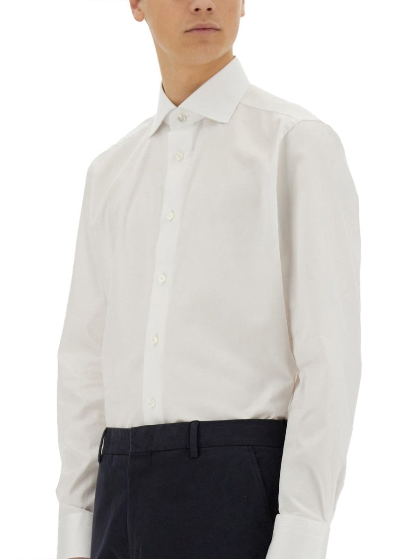 Zegna Structured Collar White Cotton Shirt