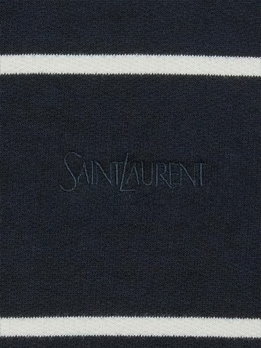Saint Laurent Hooded Sweatshirt With Striped Pattern And Embroidered Detail