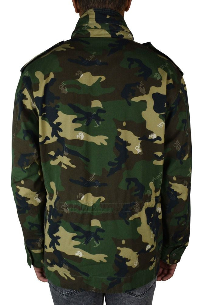 Off-White Khaki Camouflage Print Zipper Jacket