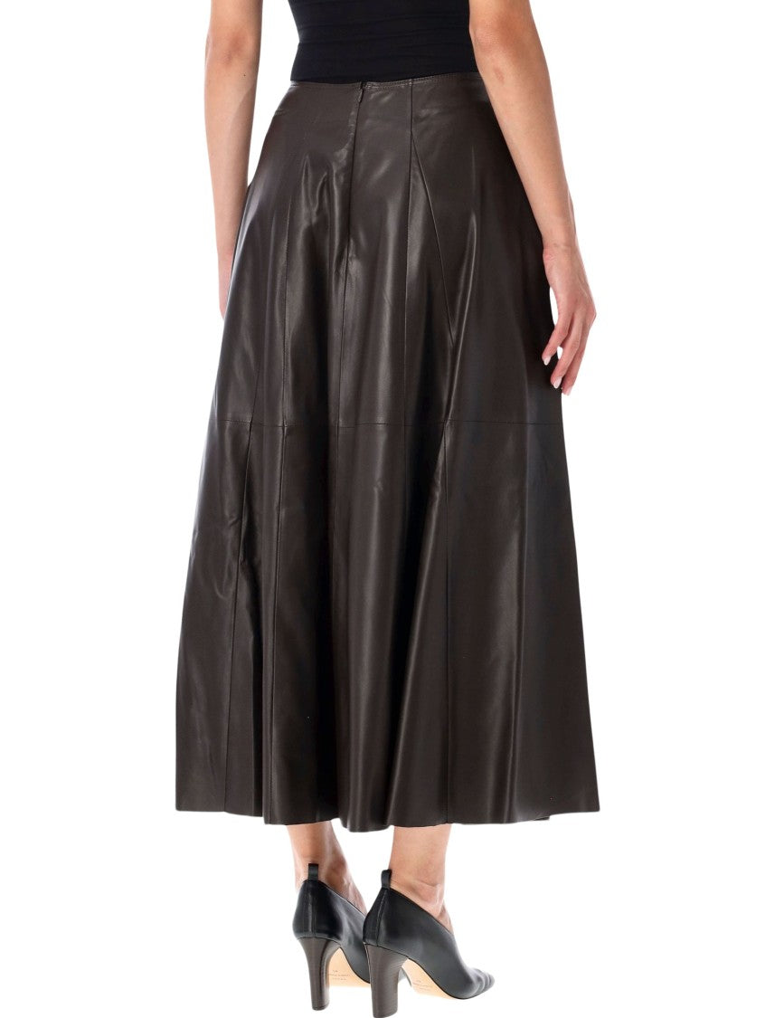 Arma Eleni Pleated Lambskin Leather Maxi Skirt