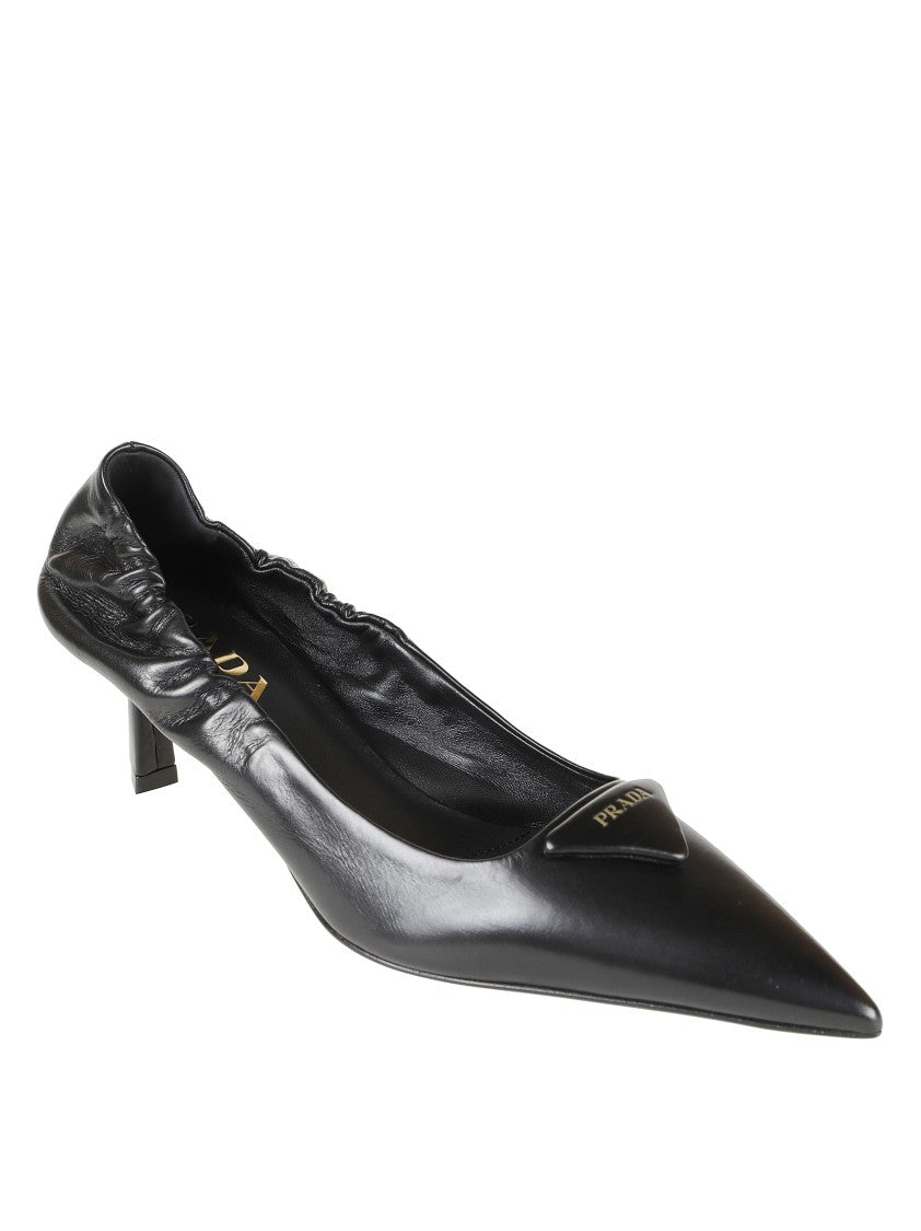 Prada Pointed Toe Pumps With Unique Gathered Design