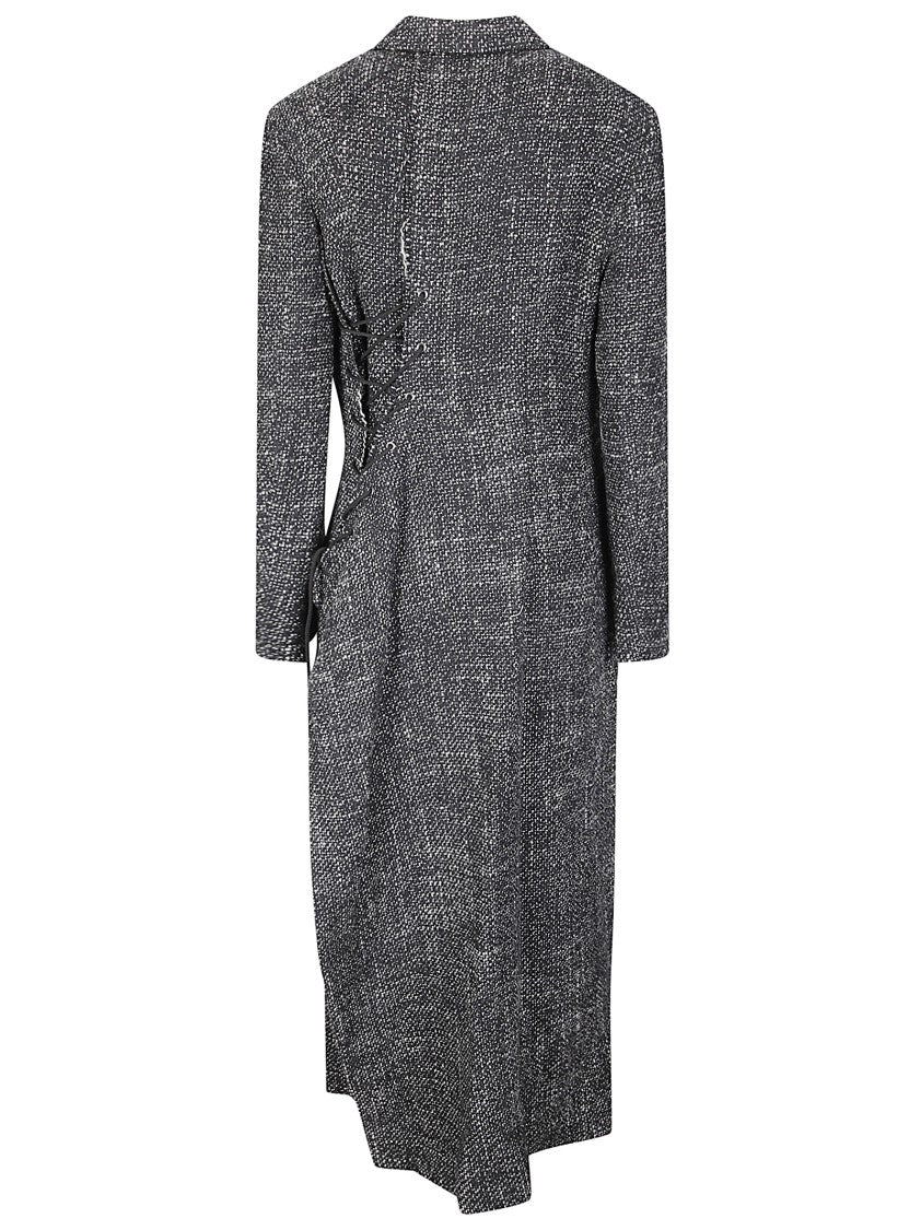 Yohji Yamamoto Back Lace Coat With Handwoven Tweed And Unique Lacing Detail