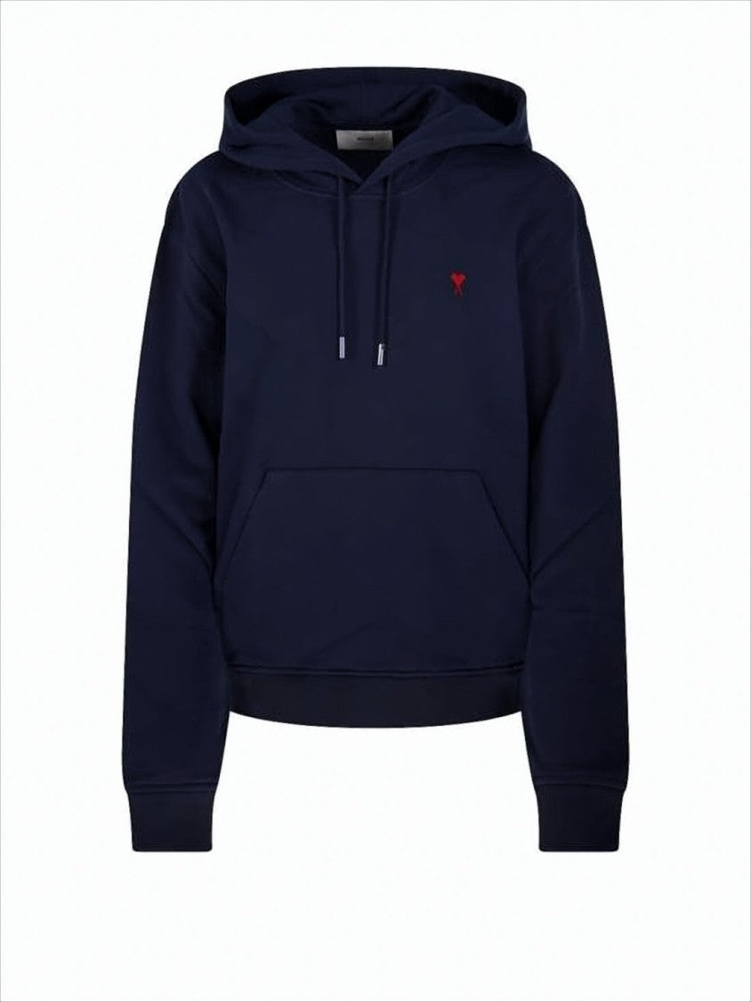 Ami Cropped Hoodie With Relaxed Fit And Emblematic Heart