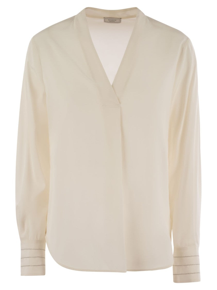 Peserico Silk Crepe V-Neck Shirt