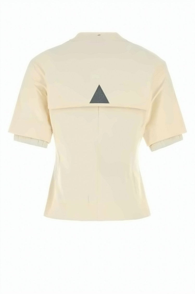 Moncler Short-Sleeve Top With Ruffle Cuffs And Unique Flap Detail