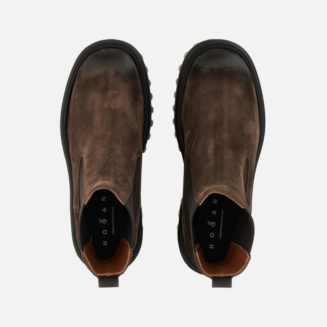 Hogan Dark Brown Suede Chunky Chelsea Boots