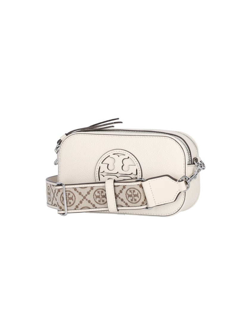 Tory Burch White Miller Double Zip Leather Bag