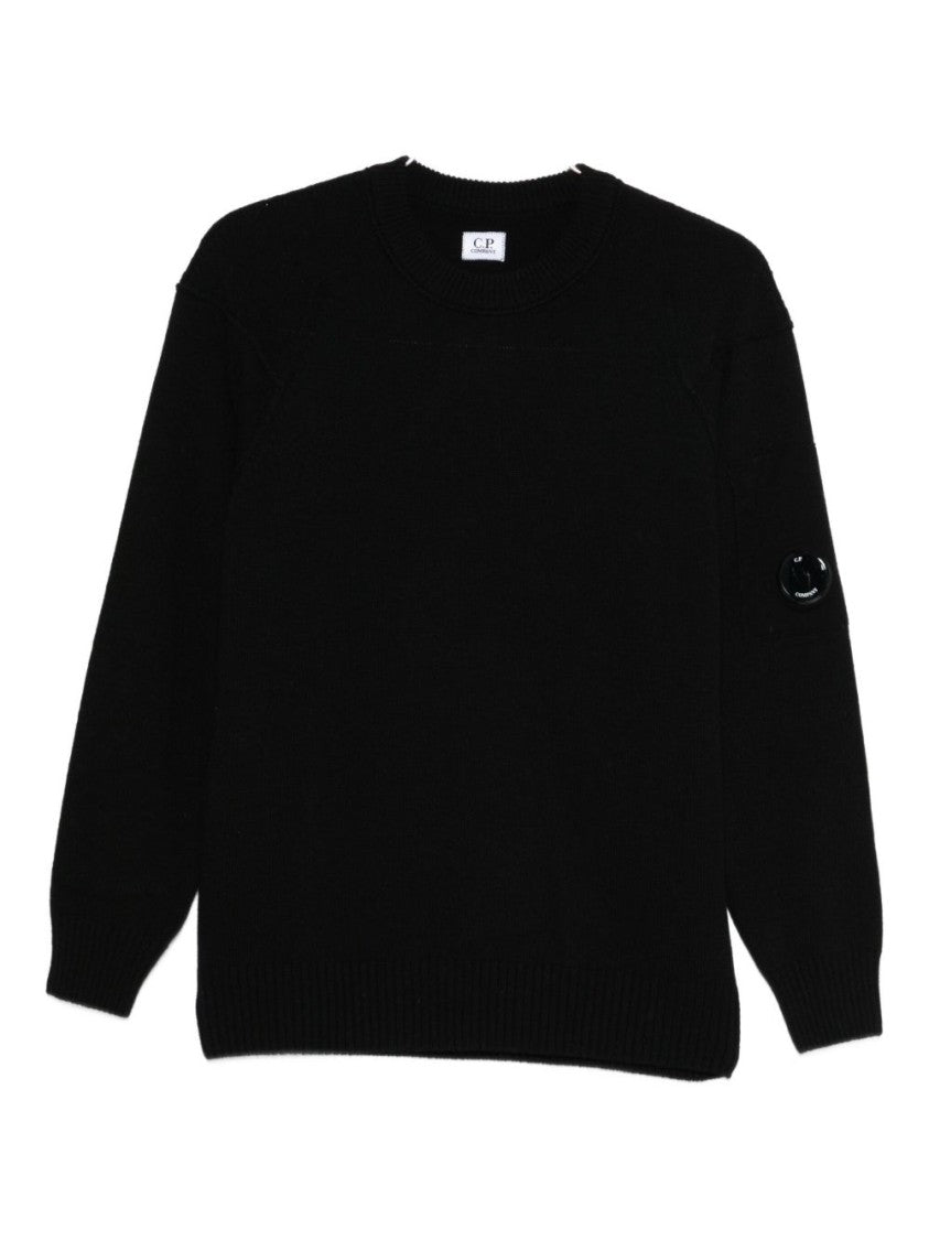 C.P. Company Black Classic Crew Neck Ribbed Sweater