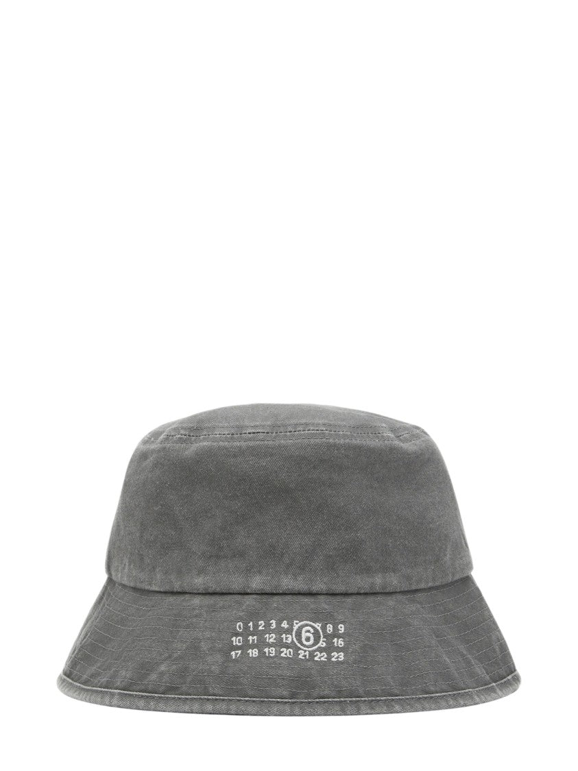 Mm6 By Maison Margiela Numeric Logo Washed Cotton Hat