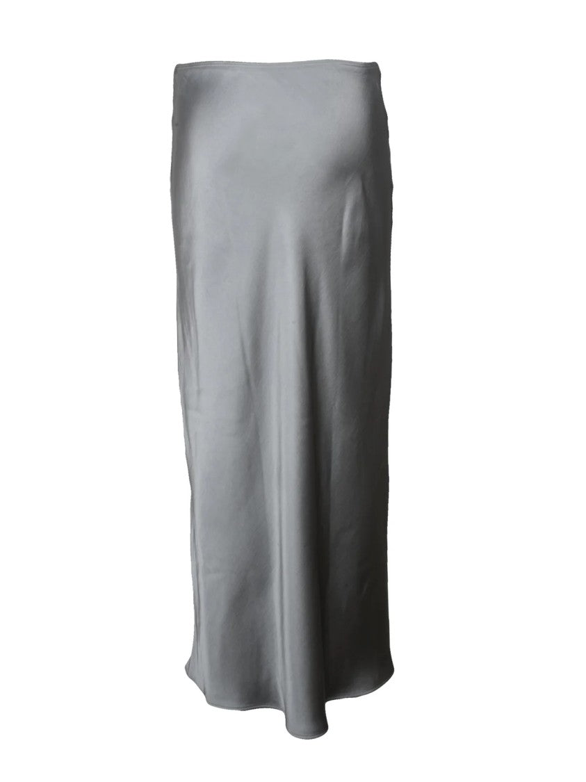 Samsoe Samsoe Grey Fluid Elastic Waist Satin Maxi Skirt