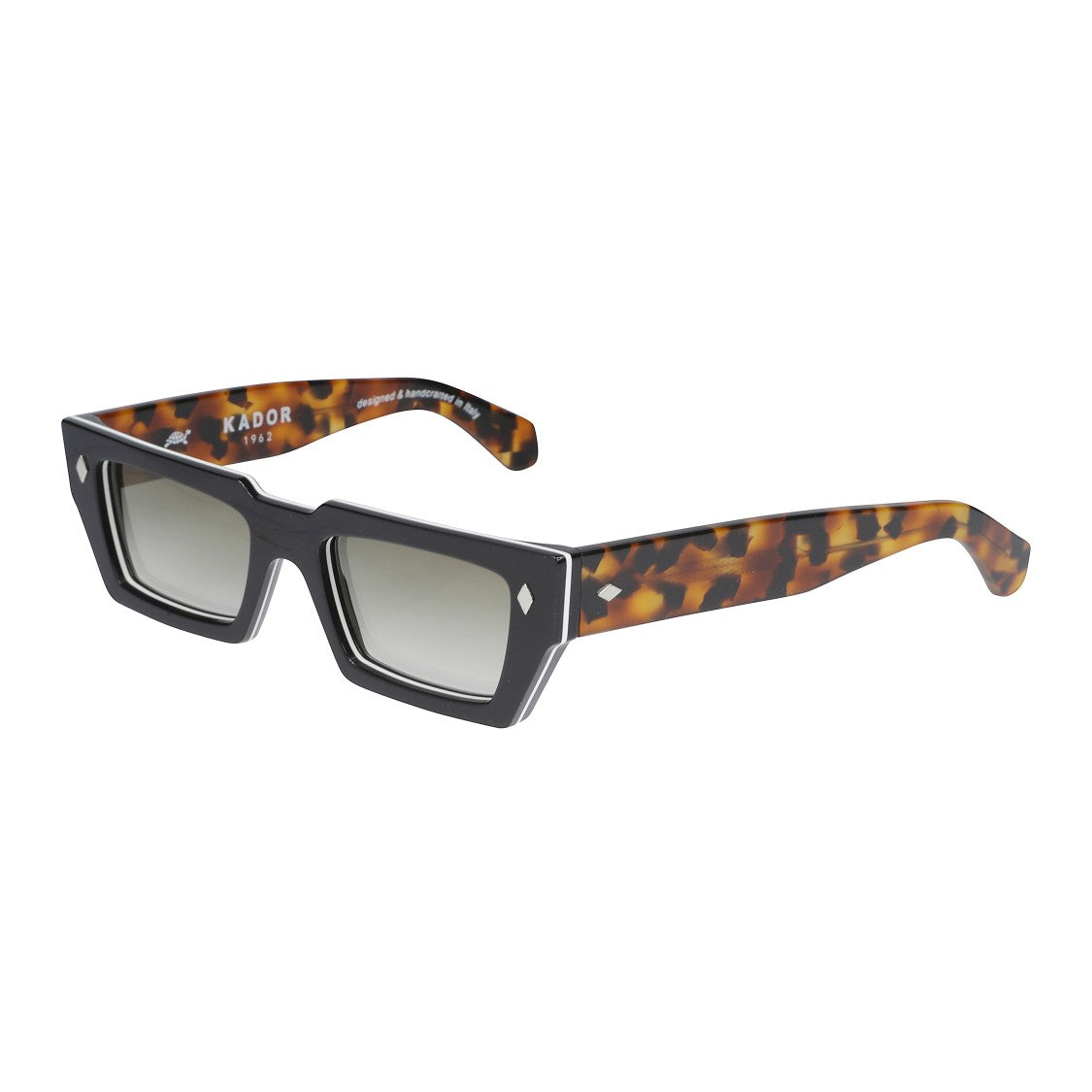 Kador Disko Bold Rectangular Frame Sunglasses With Tortoiseshell Temples