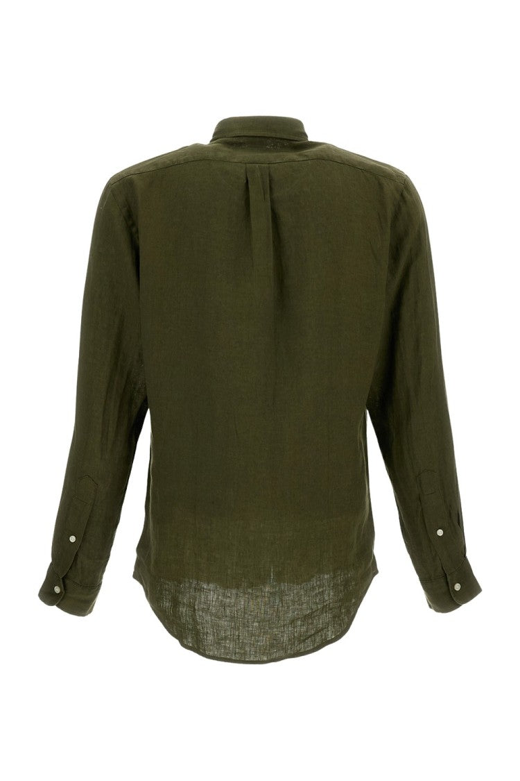 Polo Ralph Lauren Military Green Linen Button-Down Shirt
