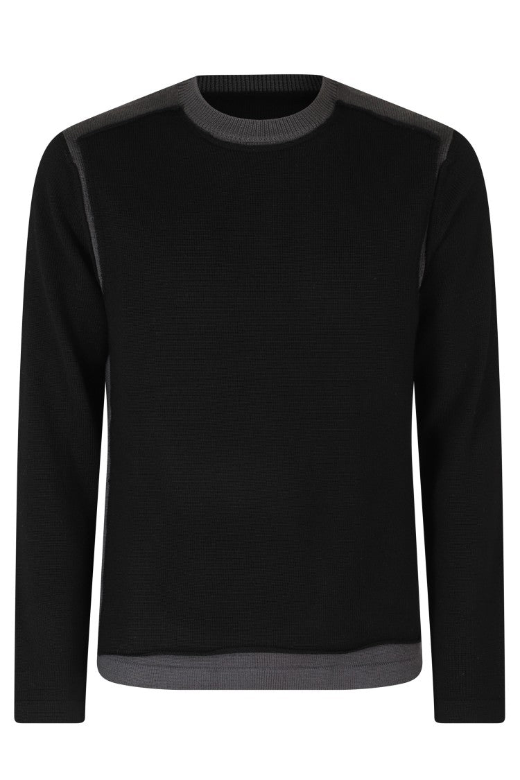 Mm6 By Maison Margiela Black/Grey Two-Tone Crewneck Wool Sweater