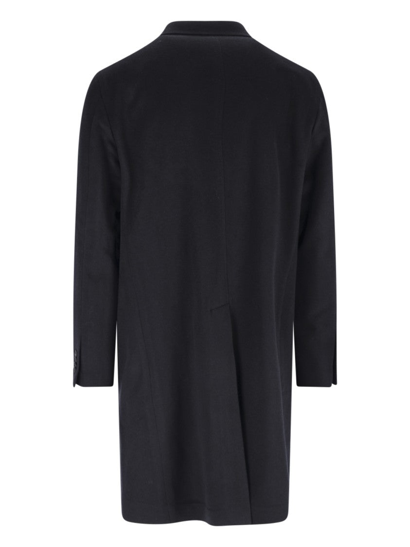 Tagliatore Navy Blue Peaked Lapels Virgin Wool Double-Breasted Coat