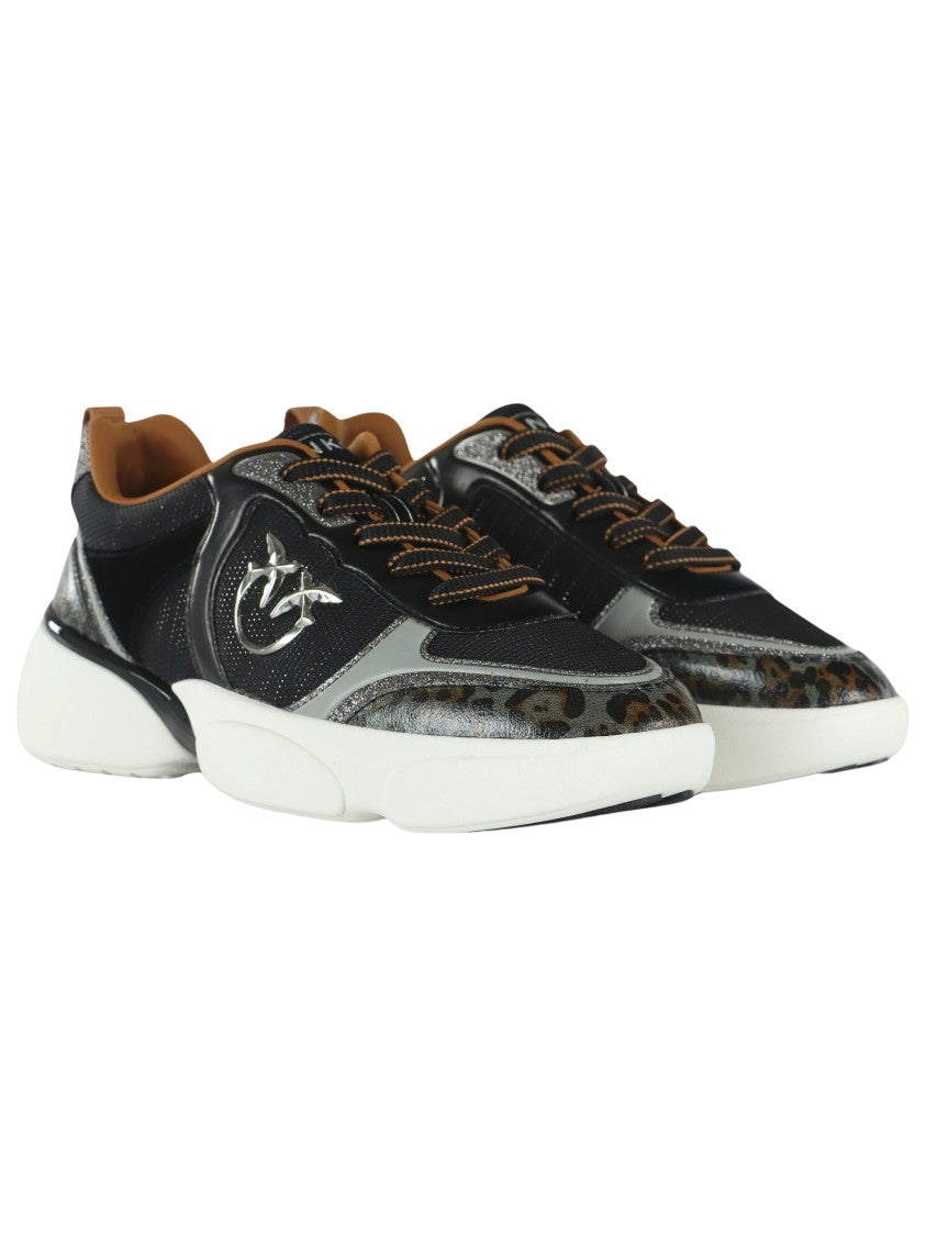 Pinko Alba 03 Color-Block Animal Print Sneakers