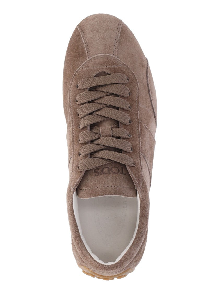Tod's Brown Suede Low-Profile Sneakers With Tonal Stitching