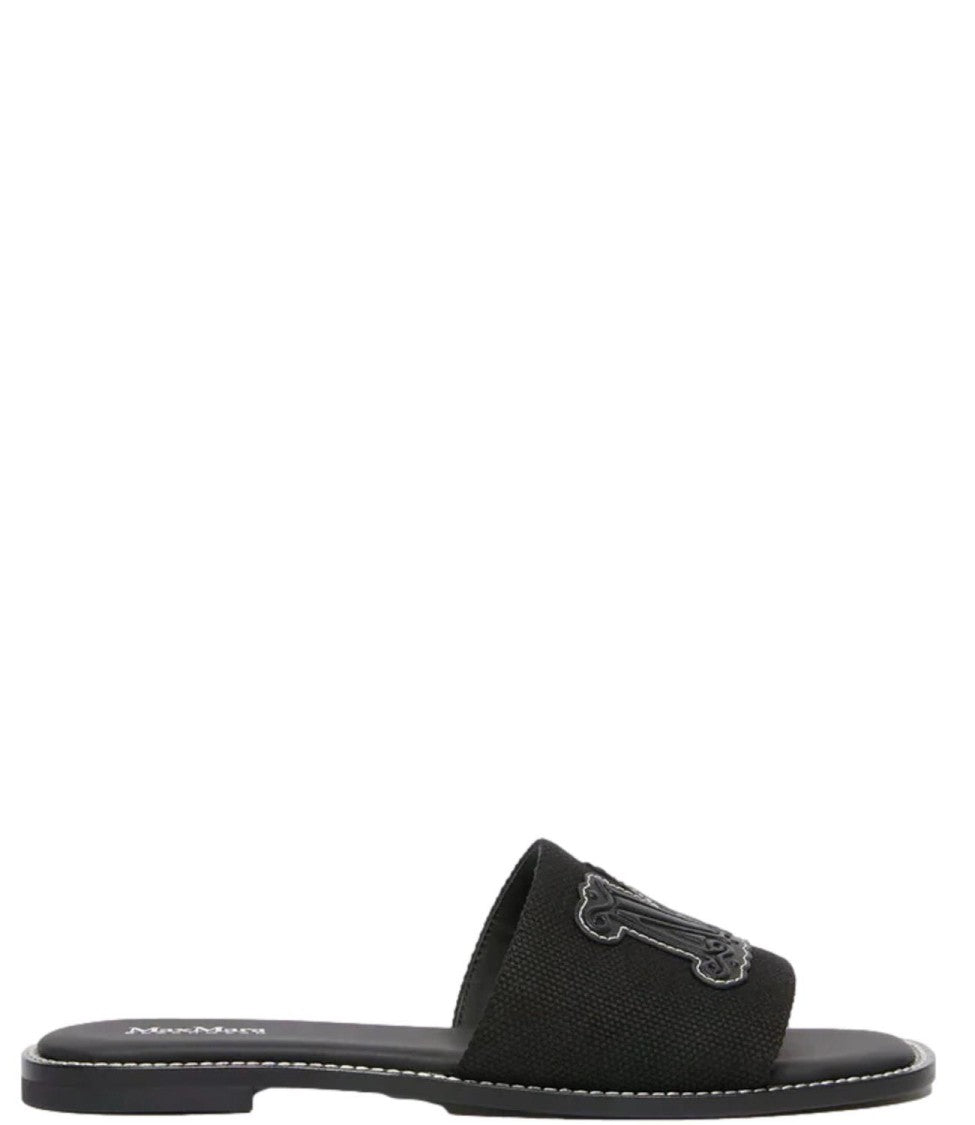Max Mara Black Cotton Blend Sandal Slides