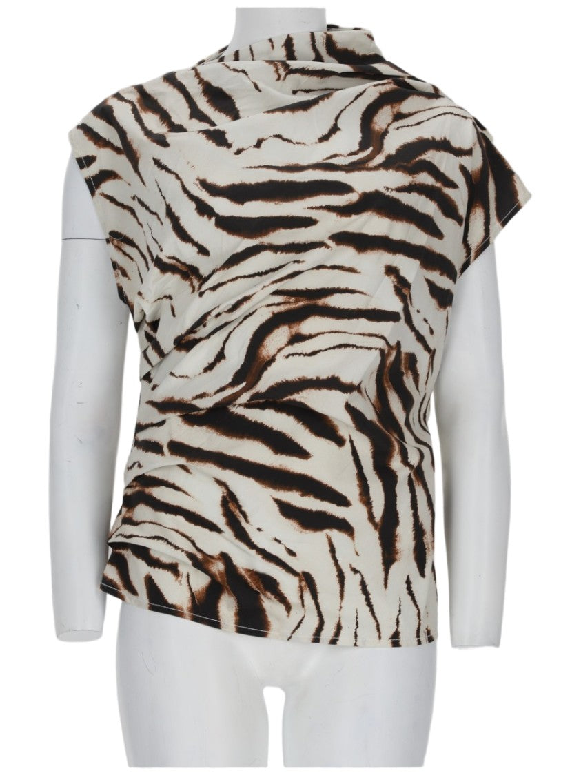 Ganni Animal Print Crisscross Organic Cotton Top