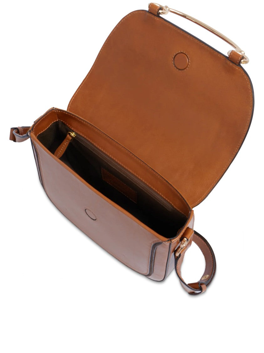 The Bridge Brown Crossbody Structured Leather Satchel