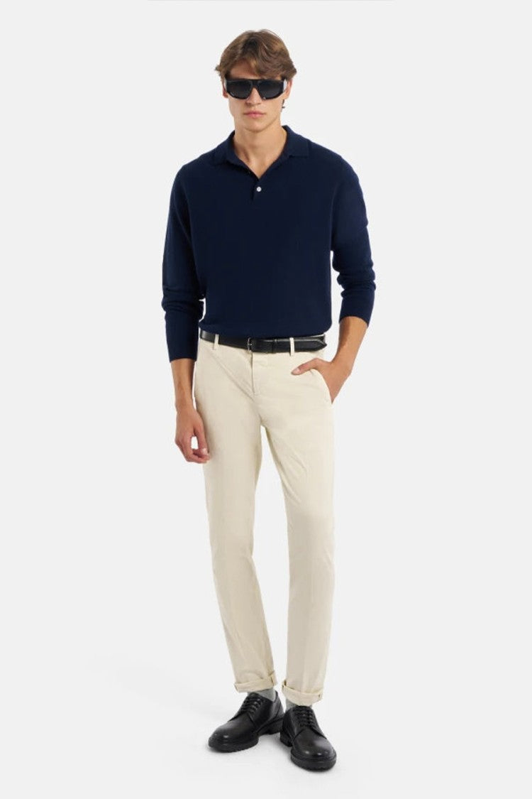 Dondup White Cuffed Chino Trousers