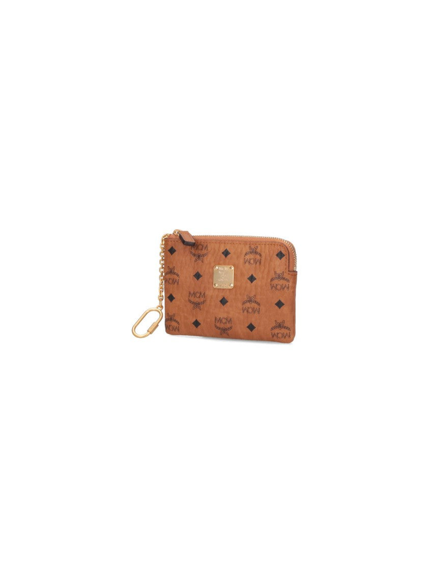 Mcm "Aren" Zip Coin Purse, In Brown "Visetos"