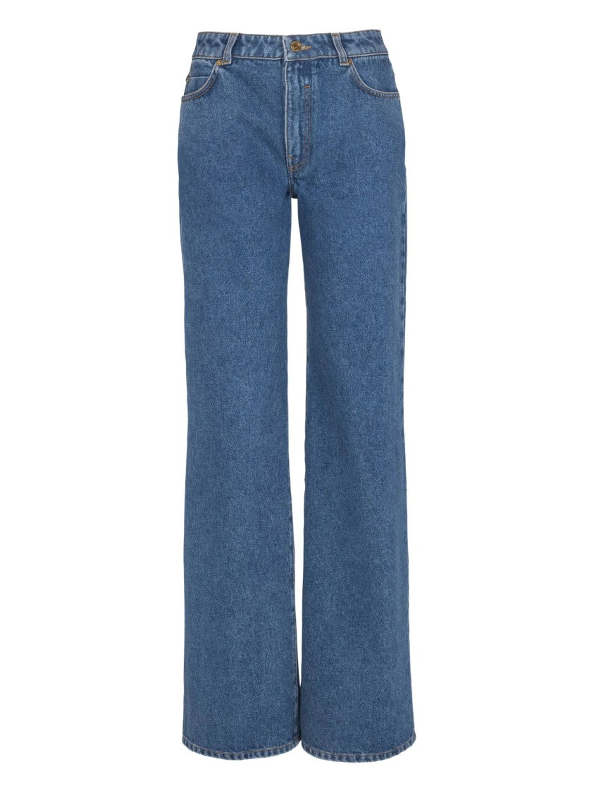 Balmain Mid-Blue High-Waisted Straight Denim Jeans