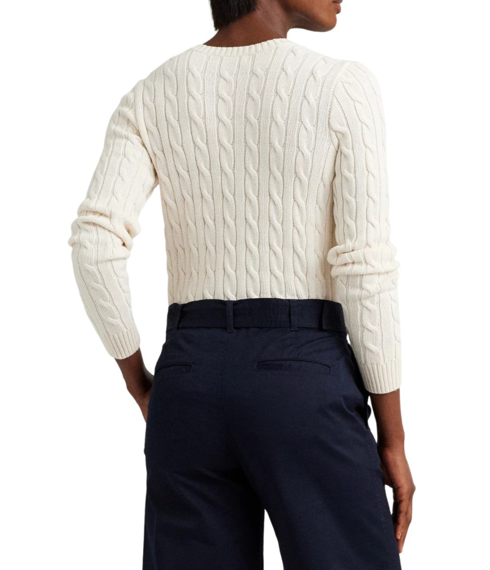 Lauren Ralph Lauren Soft Gassed Cotton Long Sleeve Cable Knit Pullover