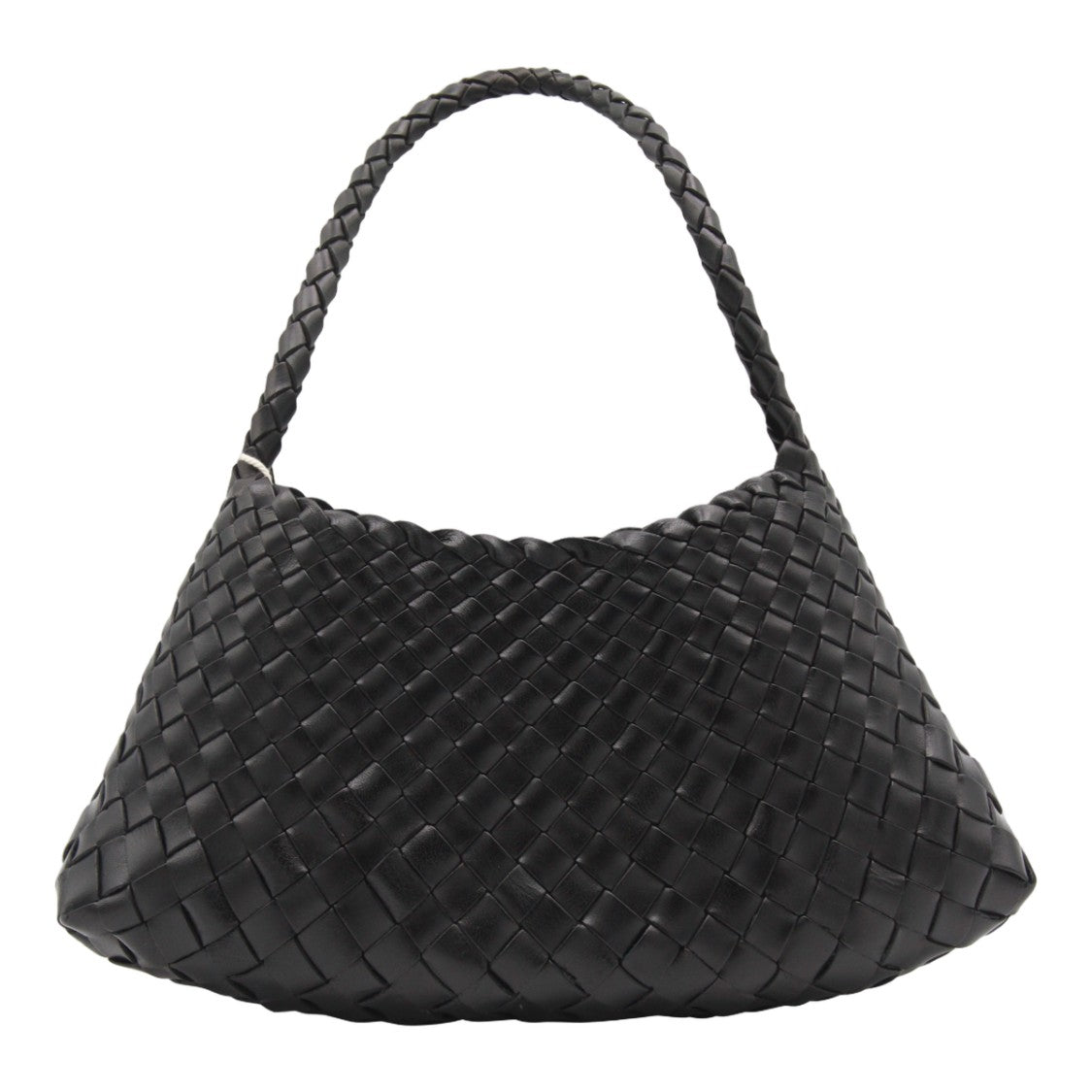 Dragon Diffusion Woven Black Handbag With Scalloped Edges