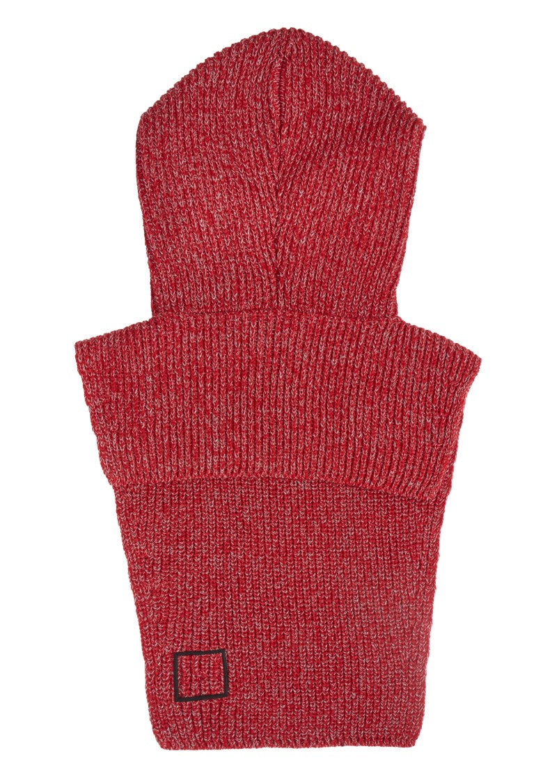 Stone Island Asymmetric Hem Red Knit Hat With Iconic Compass Patch