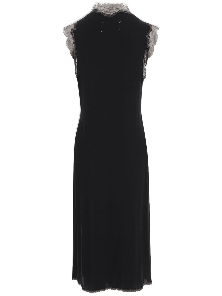 Maison Margiela Mixed Silk Dress With Elegant Lace Inserts