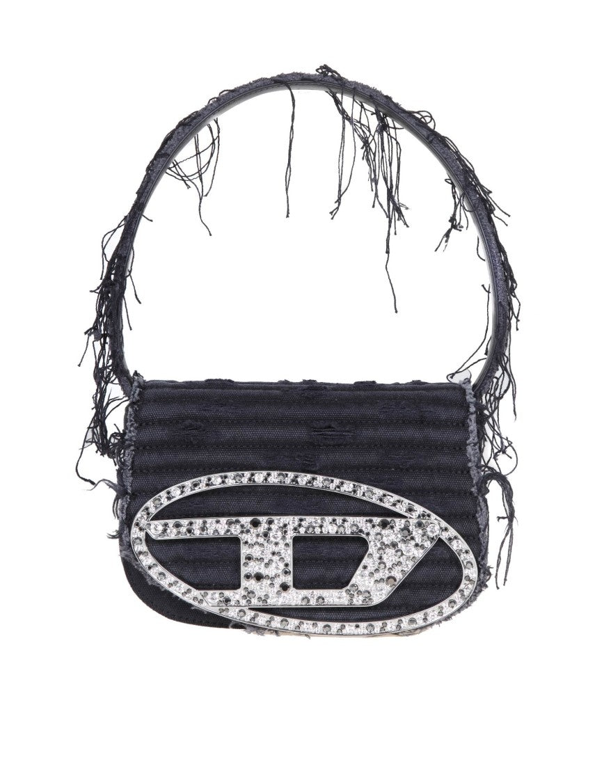 Diesel 1Dr Bag In Black Canvas With Applied Crystals
