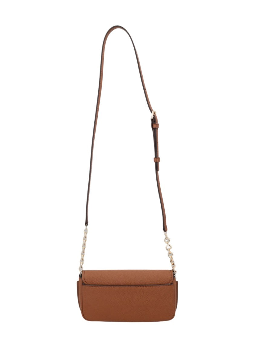 Michael Michael Kors Rectangular Brown Leather Crossbody Bag With Chain Detail