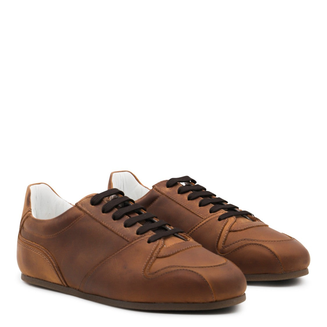 Moschino Brown Leather Sneakers