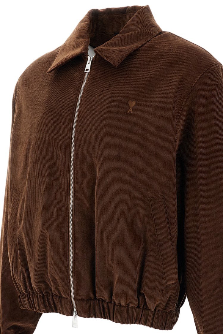 Ami Paris Brown Ami De Coeur Corduroy Padded Jacket