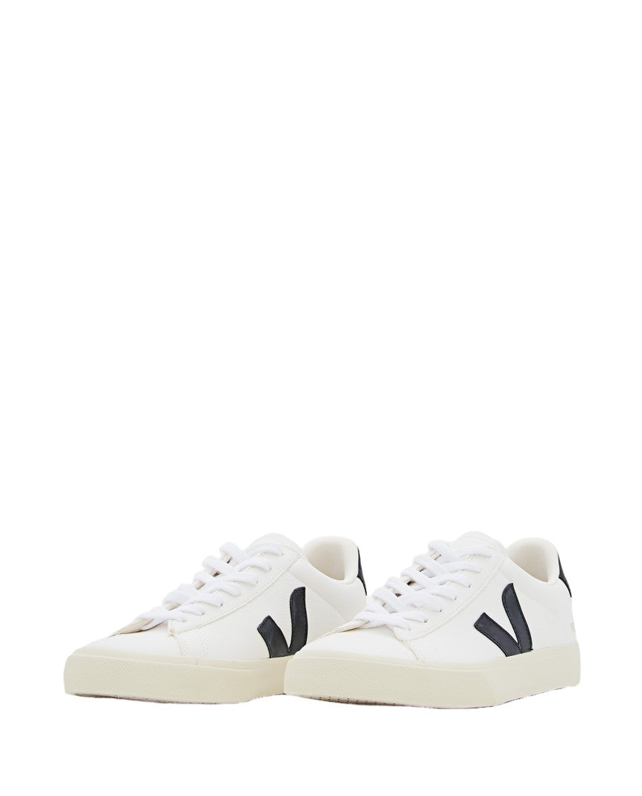 Veja White Campo Leather Rubber Sole Sneakers