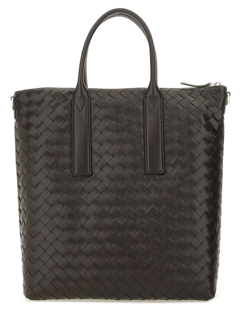 Bottega Veneta Woven Calfskin Tote Bag With Adjustable Strap And Silver-Tone Hardware