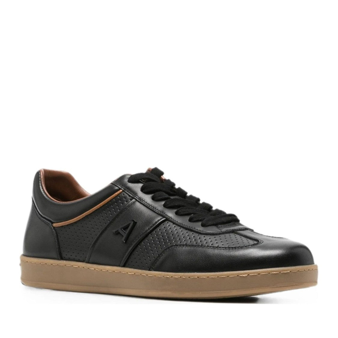 Alberto Gozzi Black Perforated Detailing Suede Sneakers