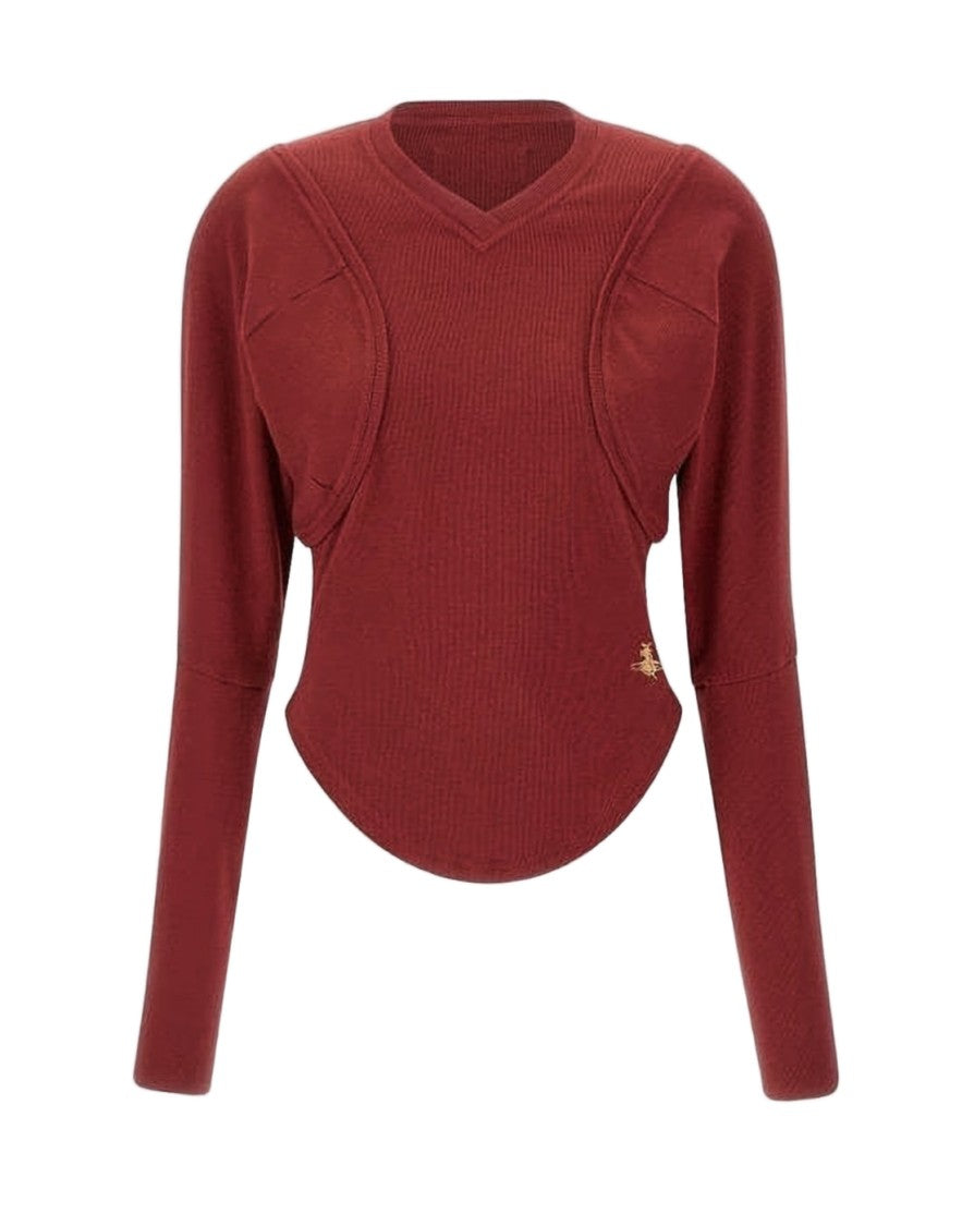 Vivienne Westwood Fitted Ribbed Long-Sleeve Top With Structured Panels