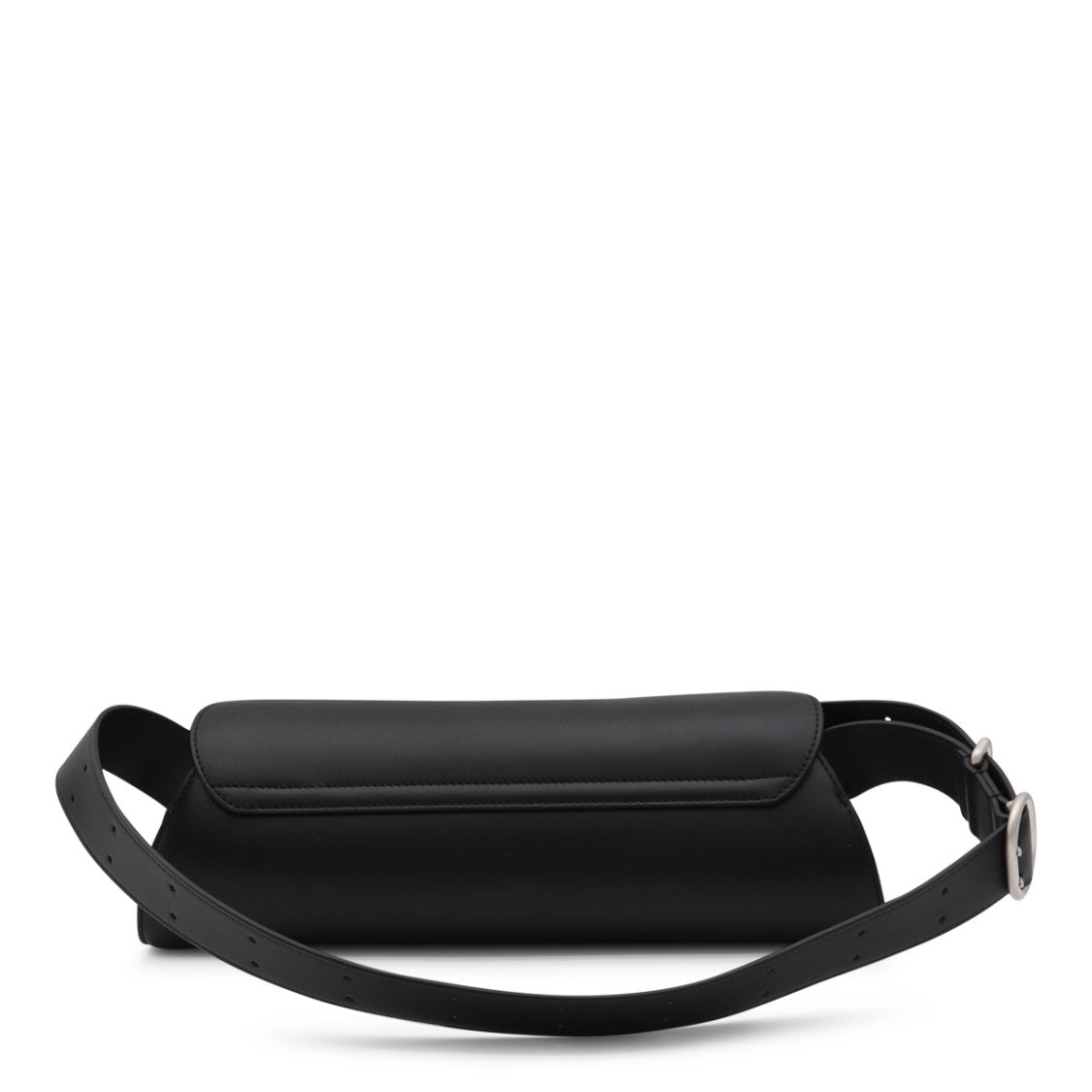 Jil Sander Cannolo Grande Black Leather Shoulder Bag With Magnetic Closure