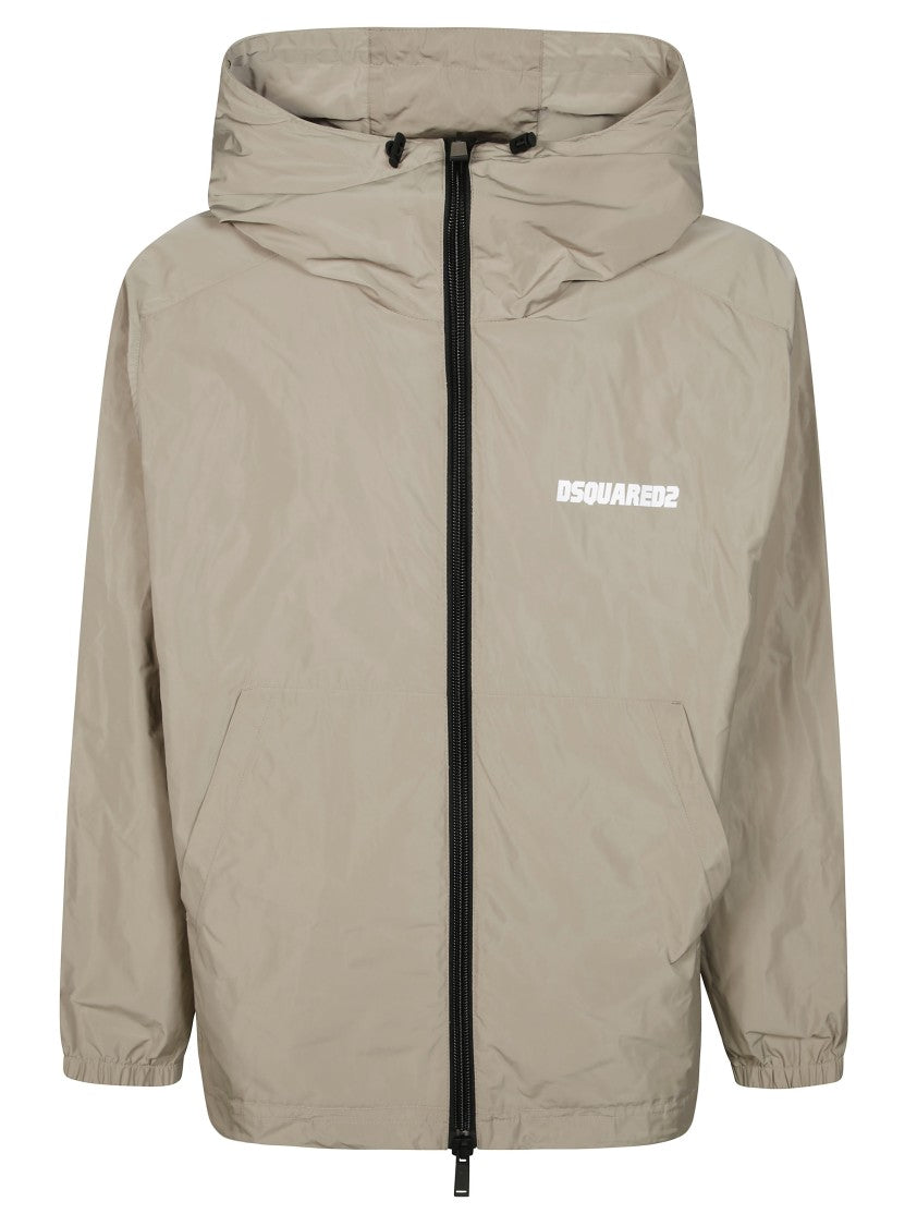 Dsquared2 Front-Zippered Windbreaker Jacket With Adjustable Hood