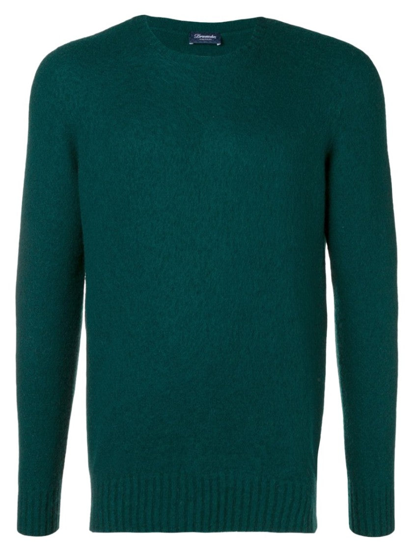 Drumohr Green Crewneck Fuzzy Knit Sweater